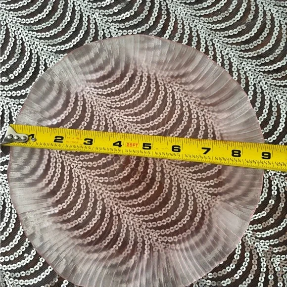 Pink vintage Laslo for Mikasa ruffled edge glass plate - Picture 6 of 8